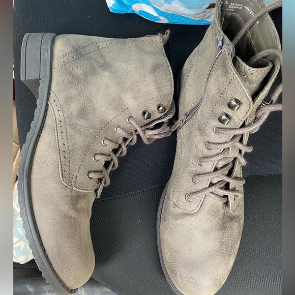 Brown Ankle Combat Boots - Picture 1 of 3